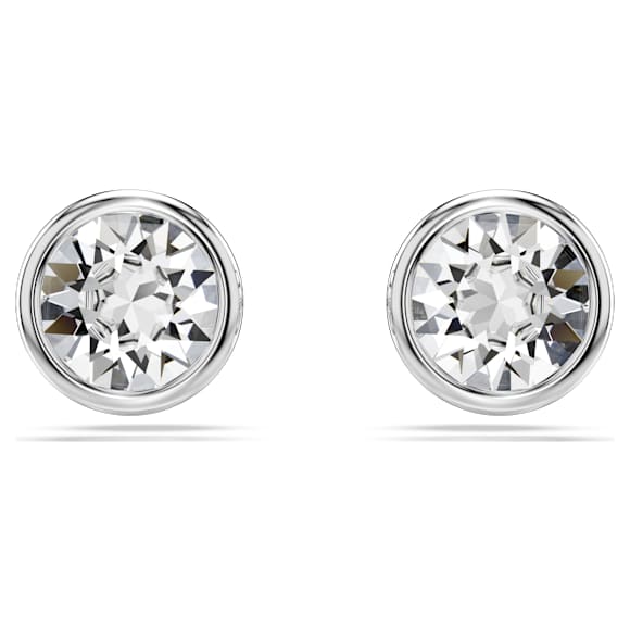 Swarovski Imber stud earrings Round cut, White, Rhodium plated 5696073