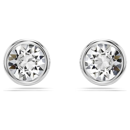 Swarovski Imber stud earrings Round cut, White, Rhodium plated 5696073