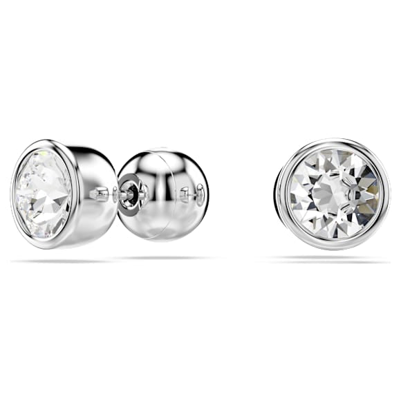 Swarovski Imber stud earrings Round cut, White, Rhodium plated 5696073