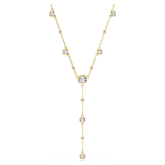 Swarovski Imber Y necklace Round cut, White, Gold-tone plated 5684510