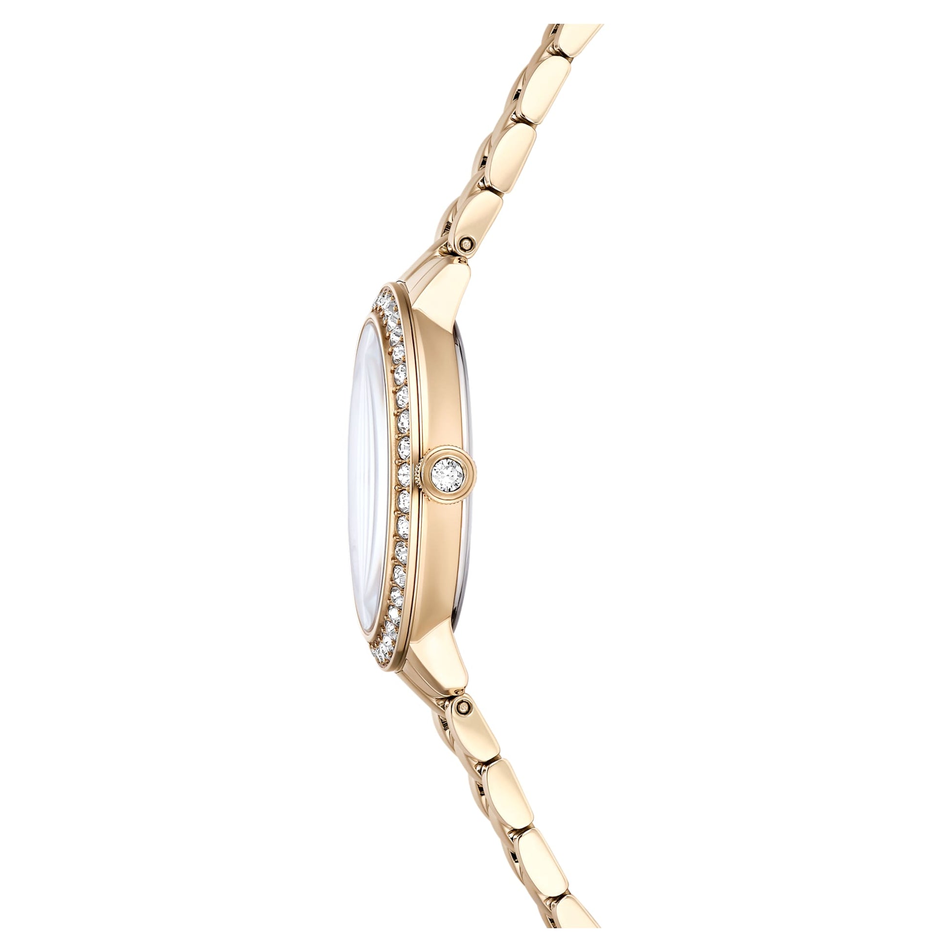 Swarovski Matrix 3-link watch Swiss Made, Metal bracelet, Gold tone, Champagne gold-tone finish 5715026