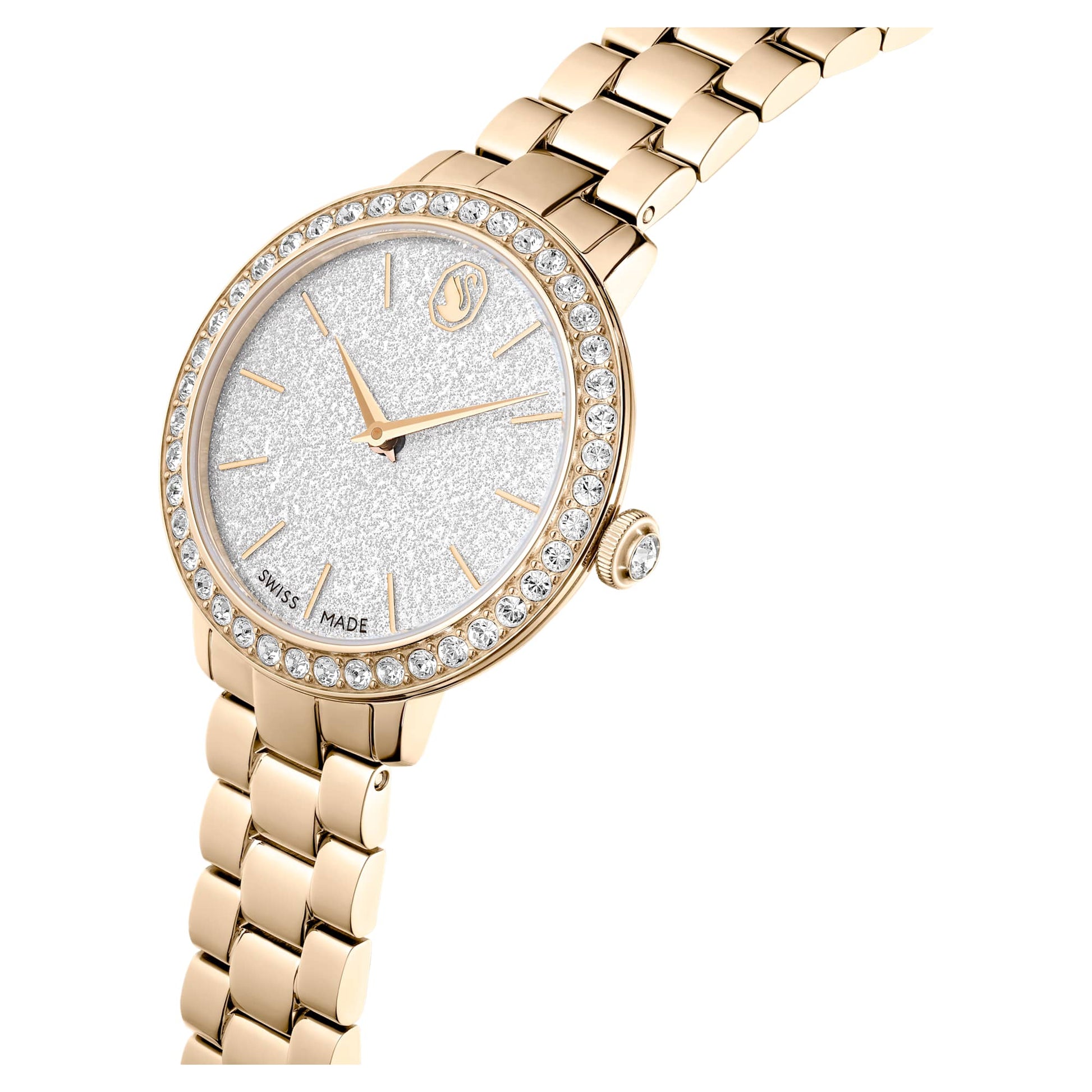Swarovski Matrix 3-link watch Swiss Made, Metal bracelet, Gold tone, Champagne gold-tone finish 5715026