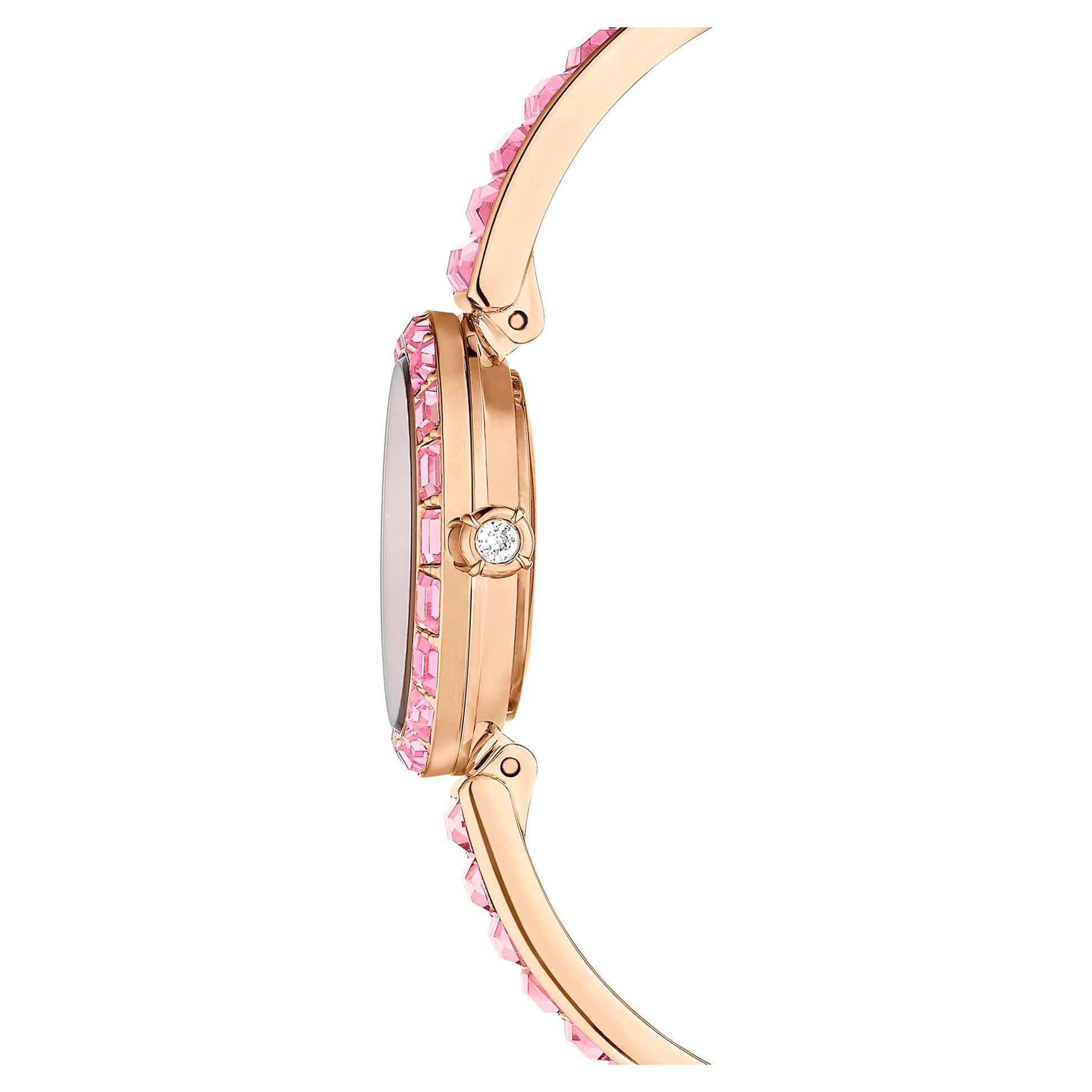 Swarovski Matrix bangle watch Swiss Made, Crystal bracelet, Pink, Rose gold-tone finish 5679890