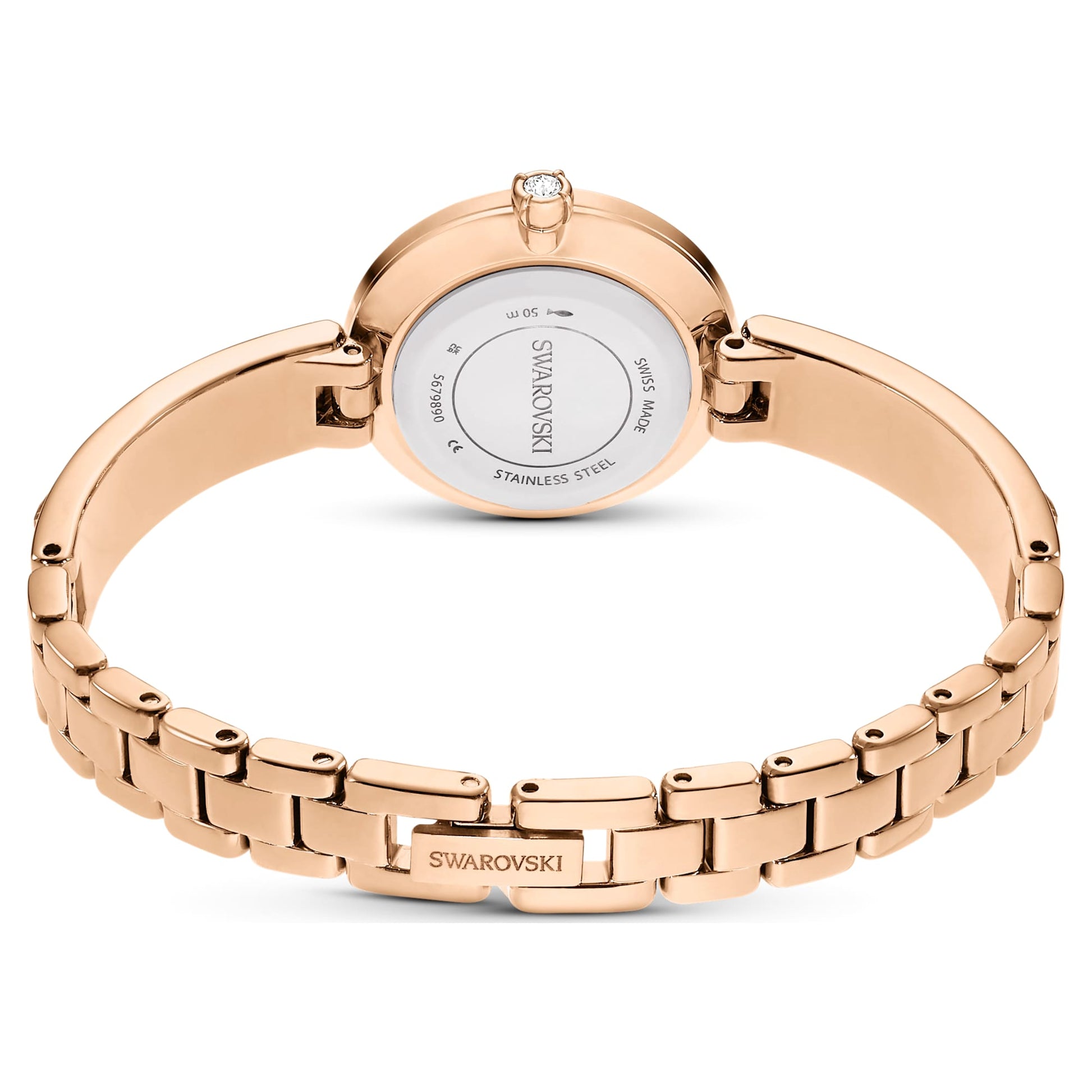 Swarovski Matrix bangle watch Swiss Made, Crystal bracelet, Pink, Rose gold-tone finish 5679890