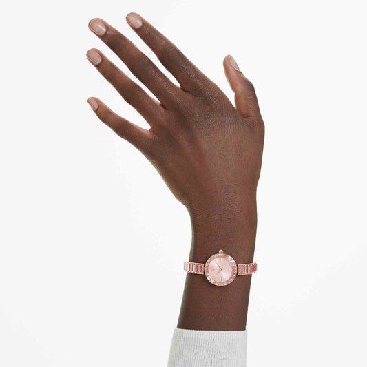Swarovski Matrix bangle watch Swiss Made, Crystal bracelet, Pink, Rose gold-tone finish 5679890