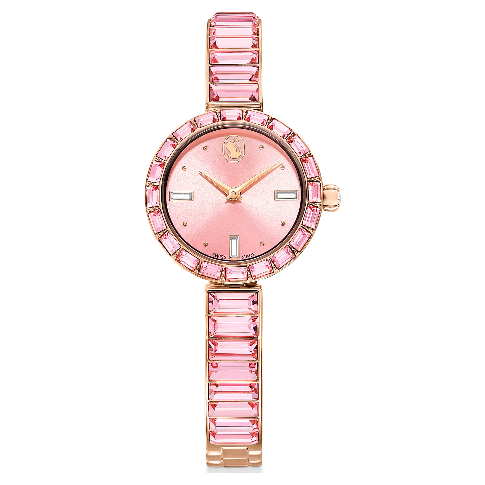 Swarovski Matrix bangle watch Swiss Made, Crystal bracelet, Pink, Rose gold-tone finish 5679890