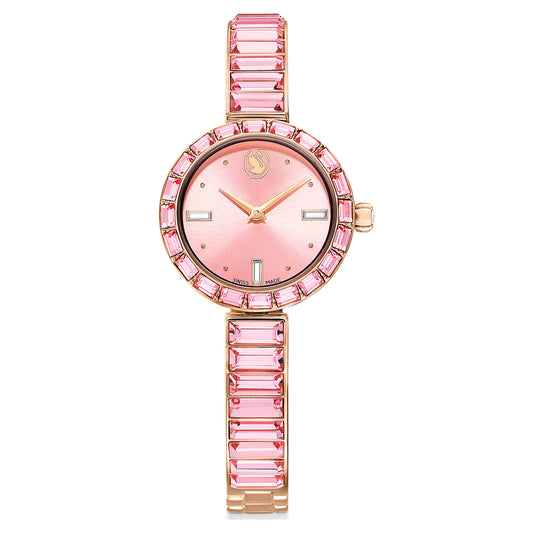 Swarovski Matrix bangle watch Swiss Made, Crystal bracelet, Pink, Rose gold-tone finish 5679890