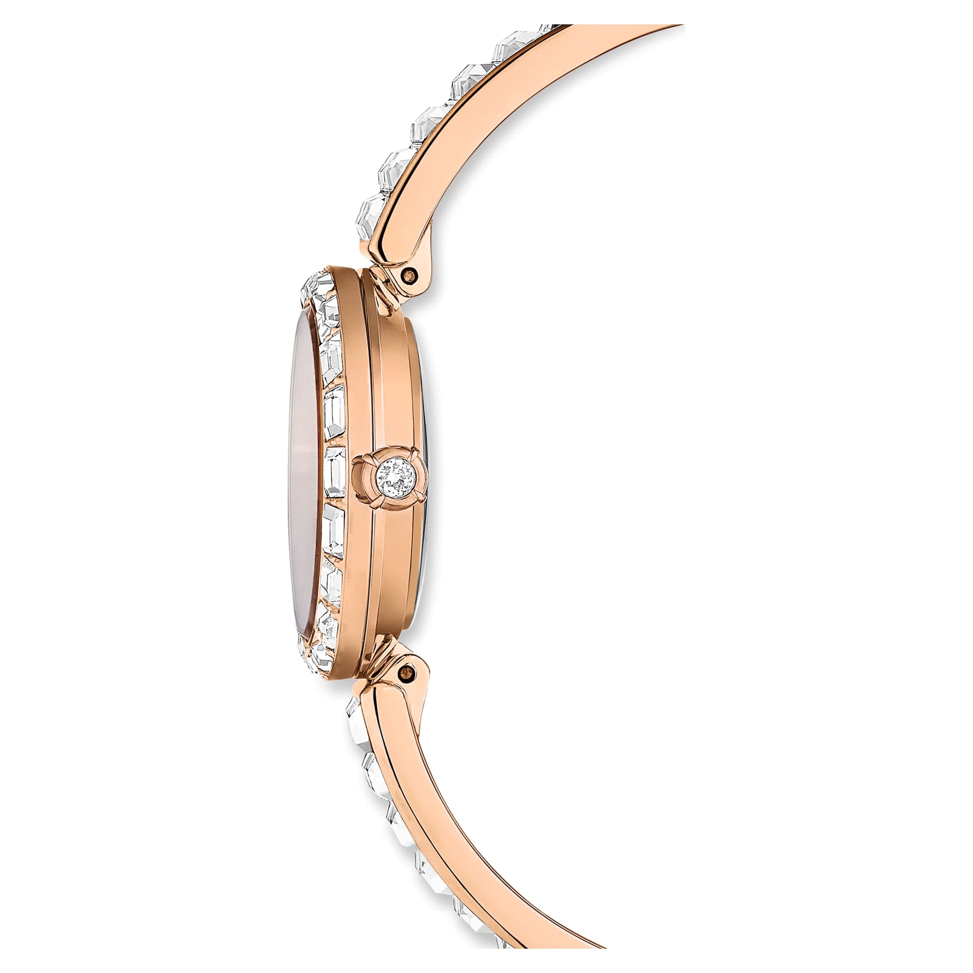 Swarovski Matrix bangle watch Swiss Made, Crystal bracelet, White, Rose gold-tone finish
5677484