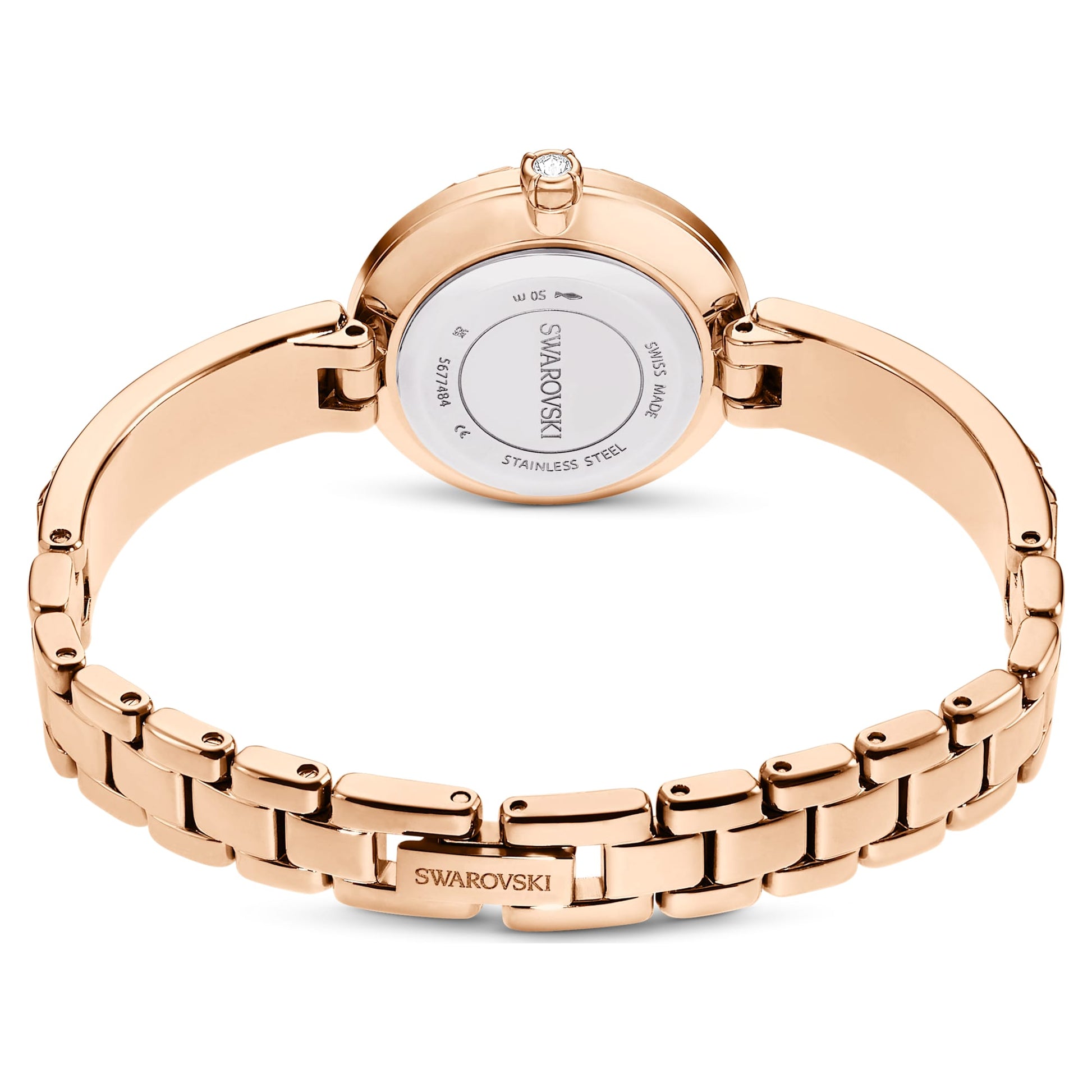 Swarovski Matrix bangle watch Swiss Made, Crystal bracelet, White, Rose gold-tone finish
5677484