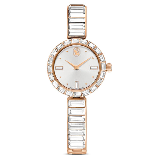 Swarovski Matrix bangle watch Swiss Made, Crystal bracelet, White, Rose gold-tone finish
5677484