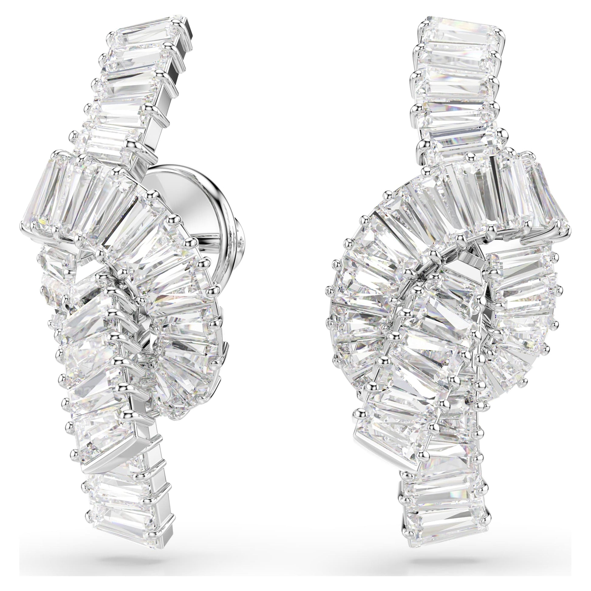 Swarovski Matrix earrings Baguette cut, Knot, White, Rhodium plated 5727040