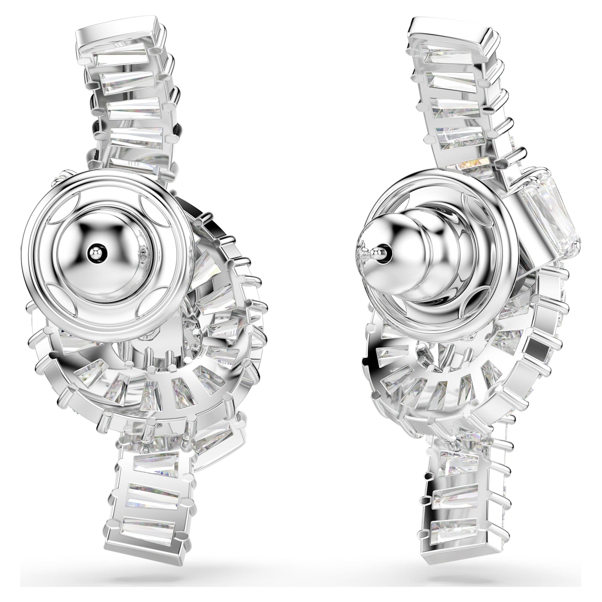Swarovski Matrix earrings Baguette cut, Knot, White, Rhodium plated 5727040