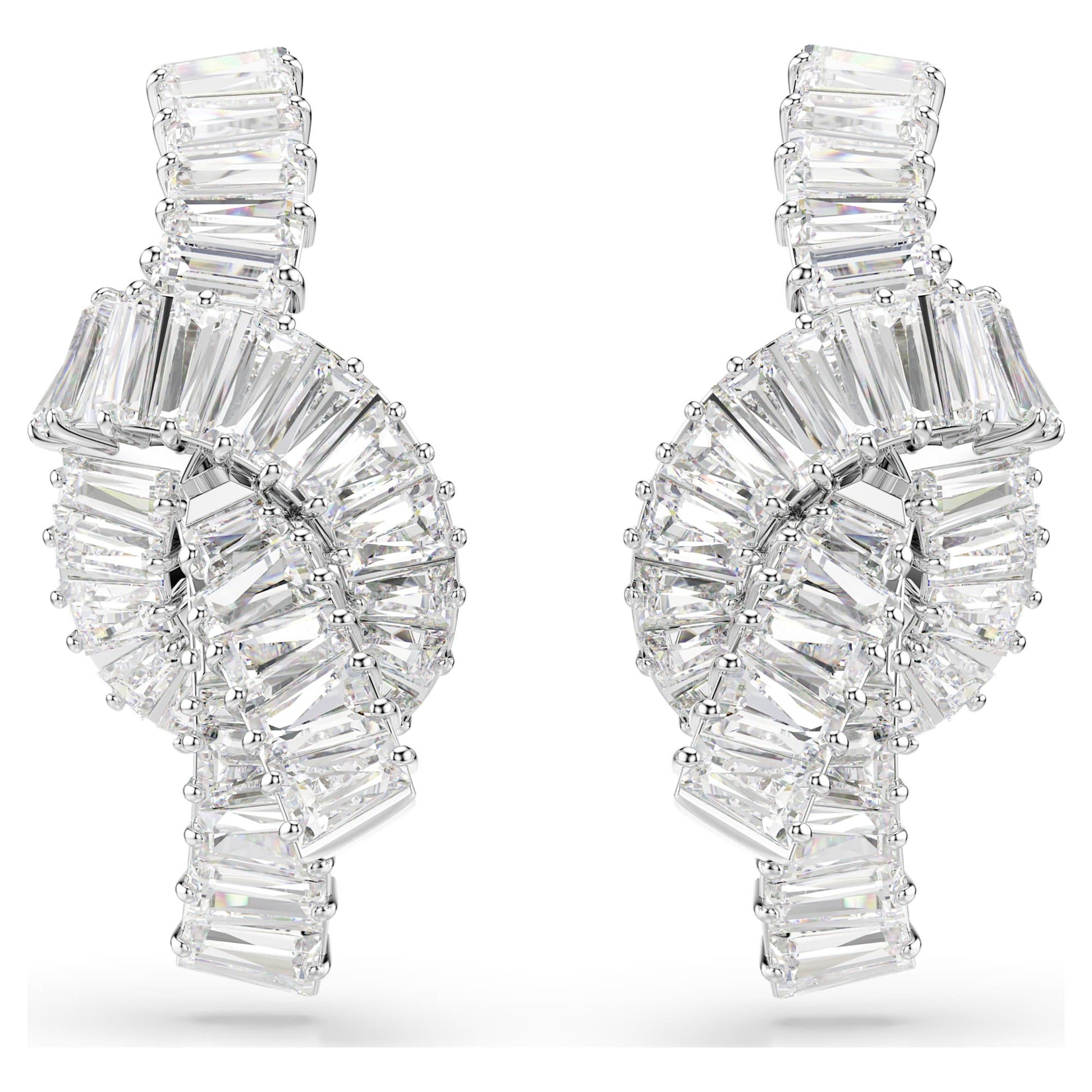 Swarovski Matrix earrings Baguette cut, Knot, White, Rhodium plated 5727040