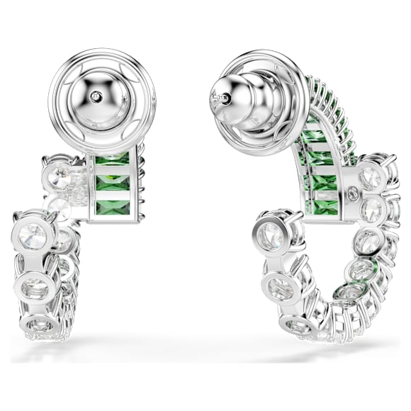 Swarovski Matrix hoop earrings Mixed cuts, Green, Rhodium plated 5732264