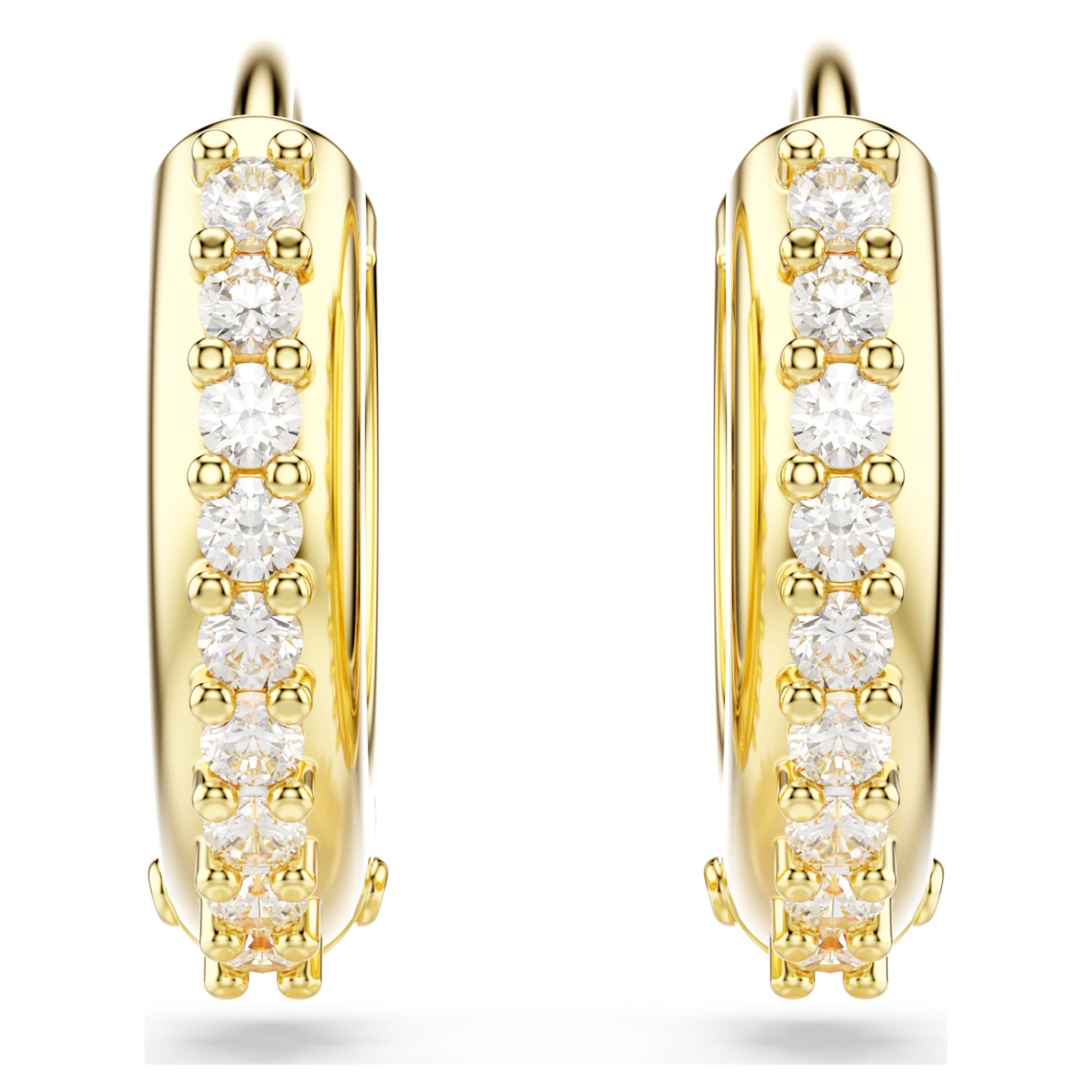 Swarovski Matrix hoop earrings Round cut, White, Gold-tone plated  5697228