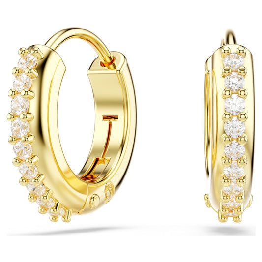 Swarovski Matrix hoop earrings Round cut, White, Gold-tone plated  5697228