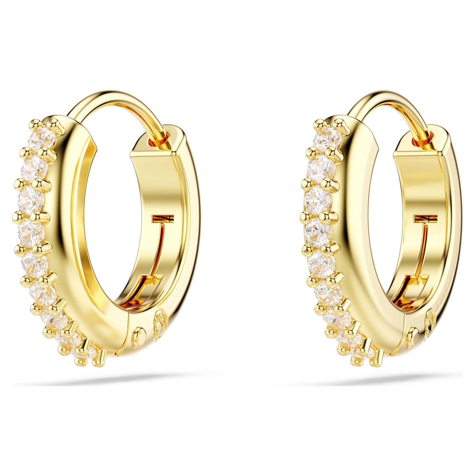 Swarovski Matrix hoop earrings Round cut, White, Gold-tone plated  5697228