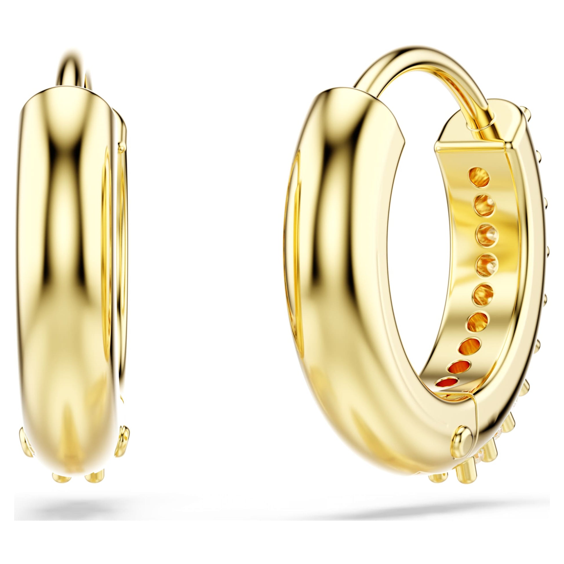 Swarovski Matrix hoop earrings Round cut, White, Gold-tone plated  5697228