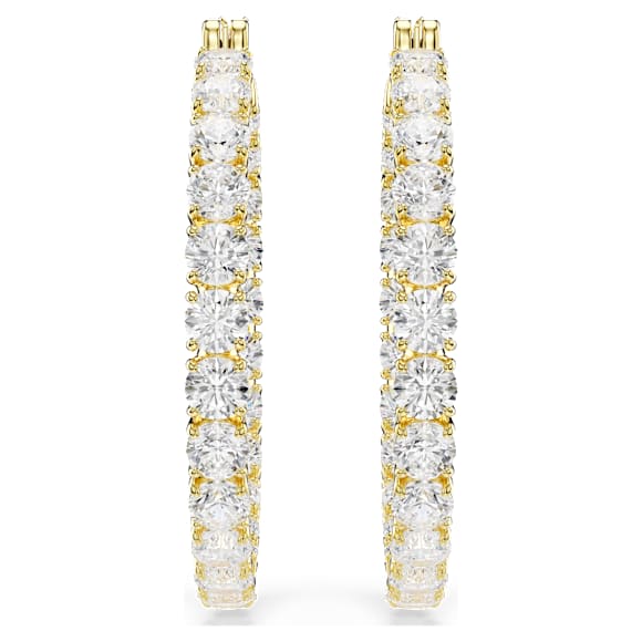 Swarovski Matrix hoop earrings Round cut, White, Gold-tone plated  5750620
