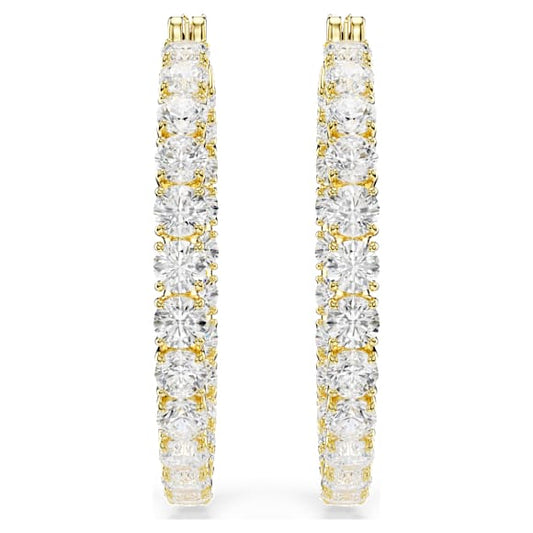 Swarovski Matrix hoop earrings Round cut, White, Gold-tone plated  5750620