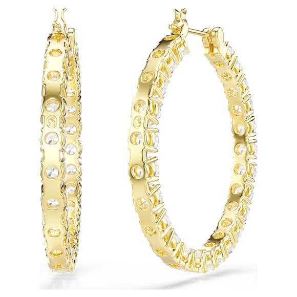 Swarovski Matrix hoop earrings Round cut, White, Gold-tone plated  5750620