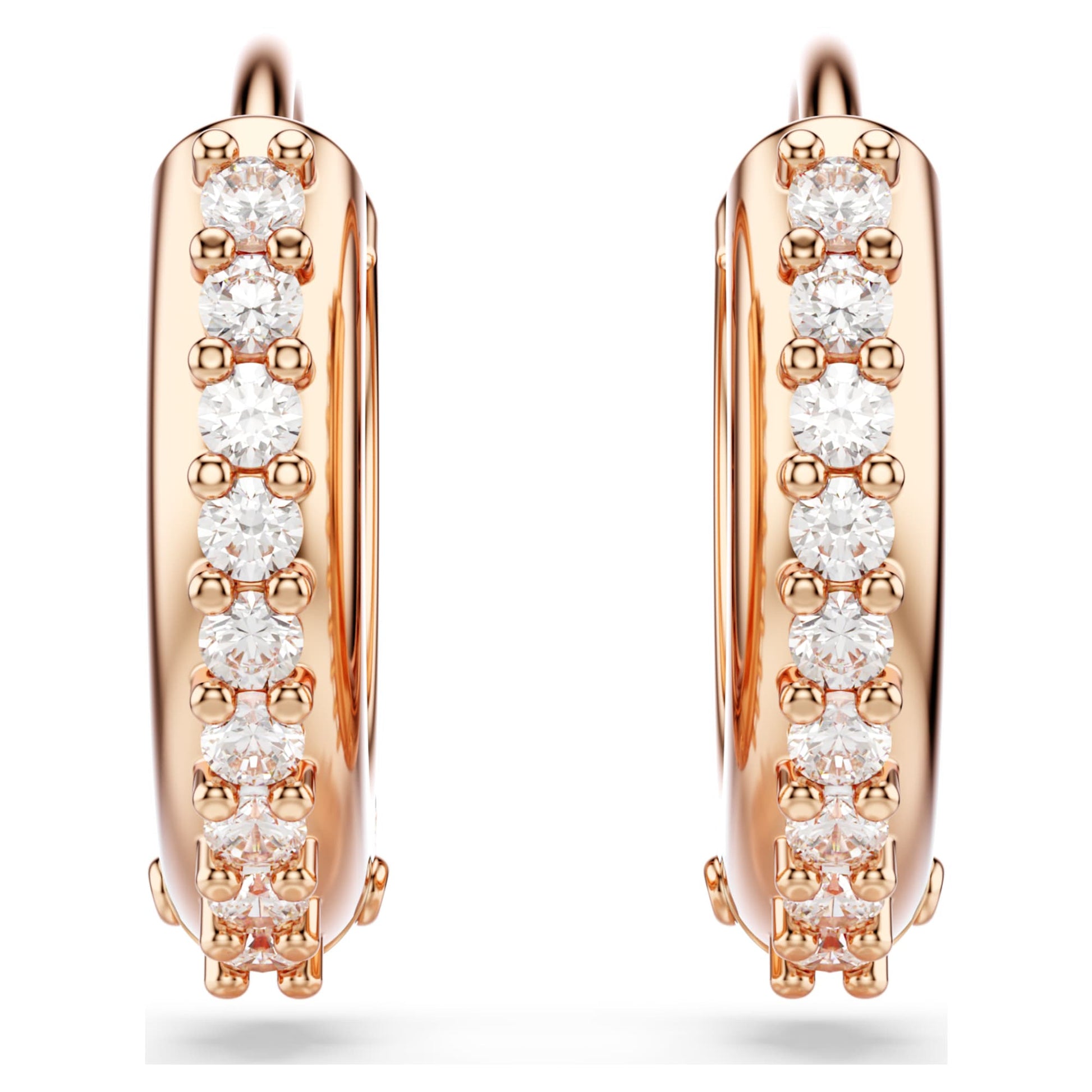 Swarovski Matrix hoop earrings Round cut, White, Rose gold-tone plated  5690669