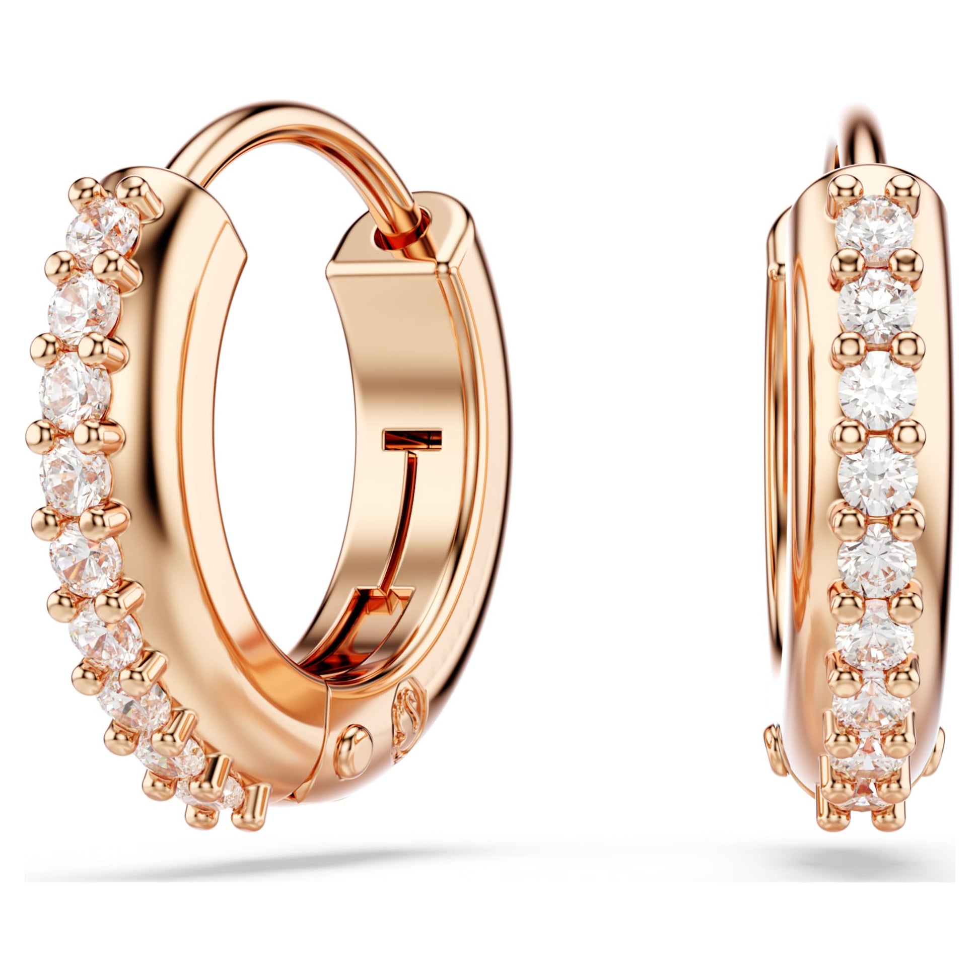 Swarovski Matrix hoop earrings Round cut, White, Rose gold-tone plated  5690669