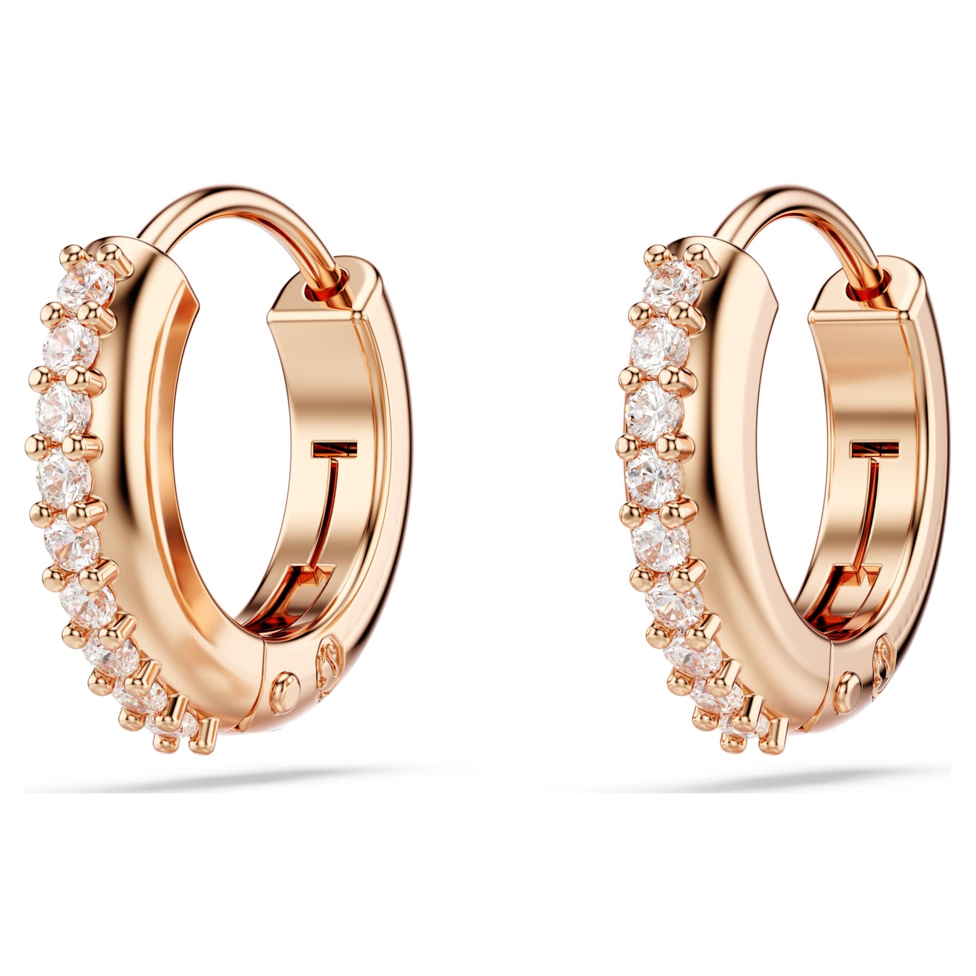 Swarovski Matrix hoop earrings Round cut, White, Rose gold-tone plated  5690669