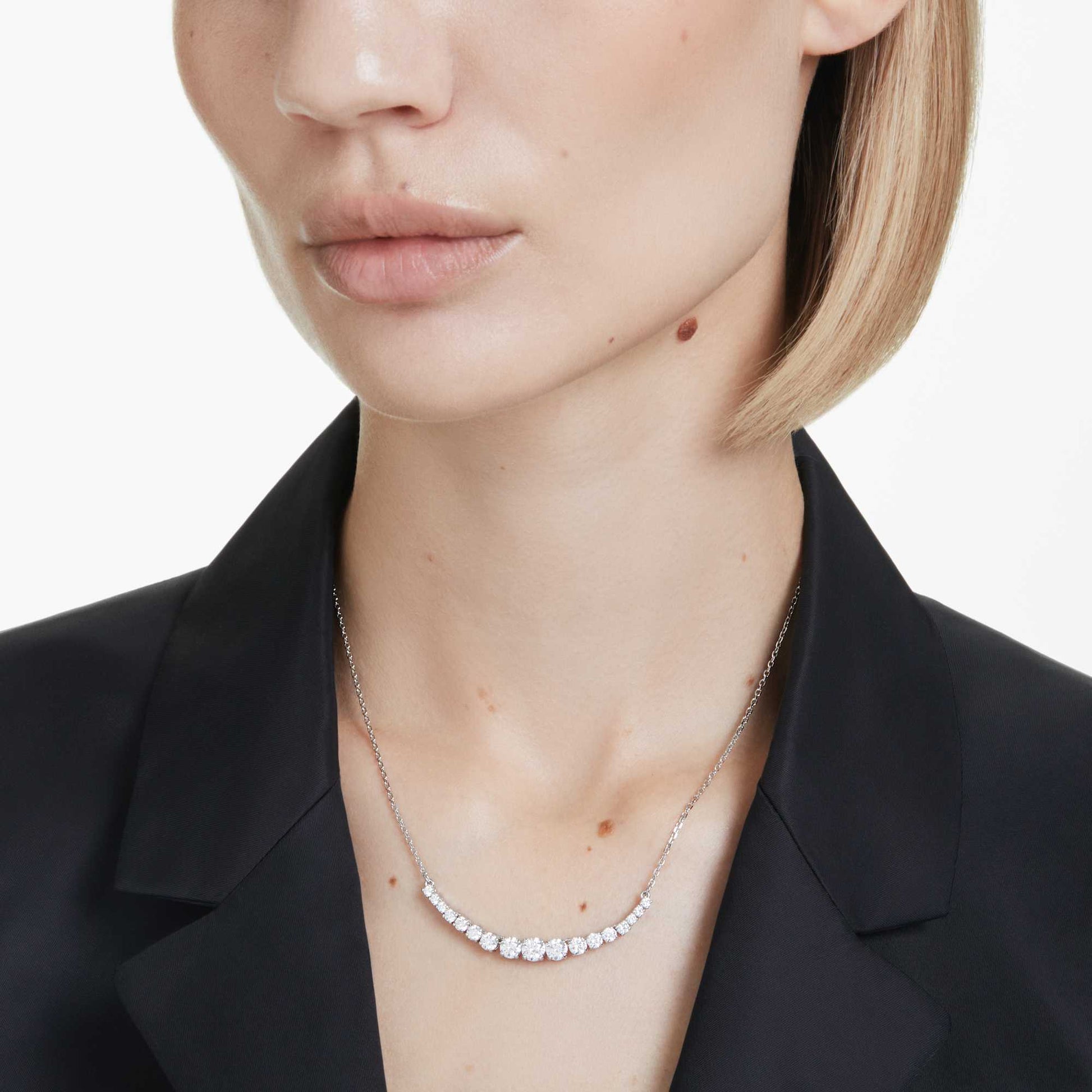 Swarovski Matrix necklace Gradient of round cuts, White, Rhodium plated 5705396