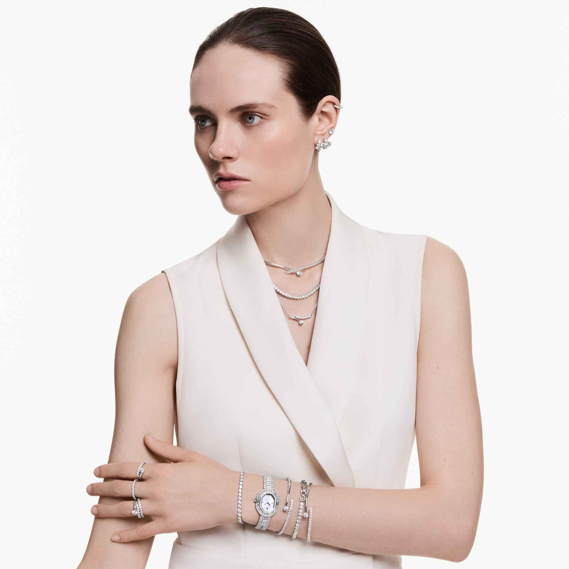 Swarovski Matrix octagon watch Baguette cut, Metal bracelet, Silver tone, Stainless steel
5724516