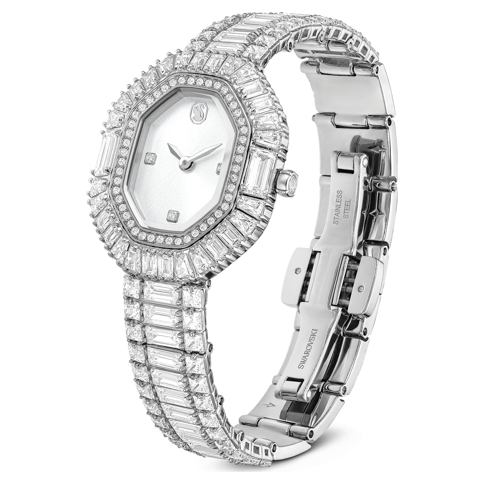 Swarovski Matrix octagon watch Baguette cut, Metal bracelet, Silver tone, Stainless steel
5724516