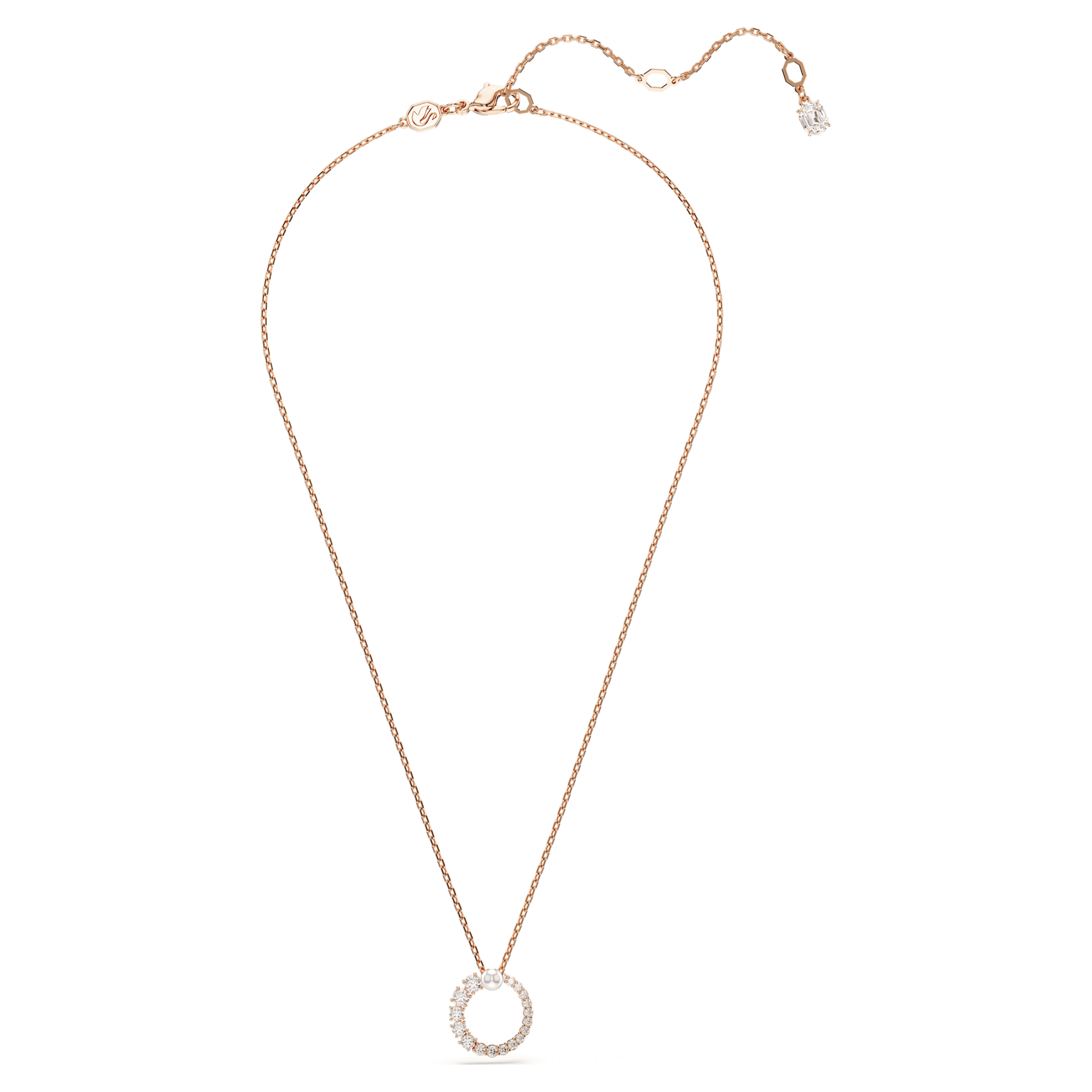 Swarovski Matrix pendant Crystal pearl, Round cut, White, Rose gold-tone plated  5692265