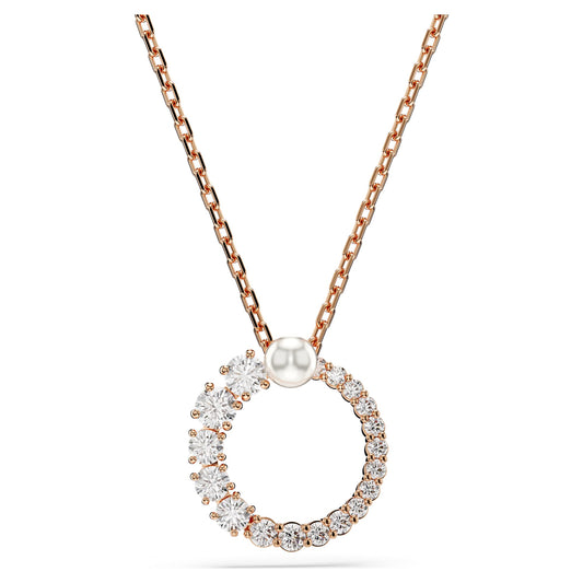 Swarovski Matrix pendant Crystal pearl, Round cut, White, Rose gold-tone plated  5692265