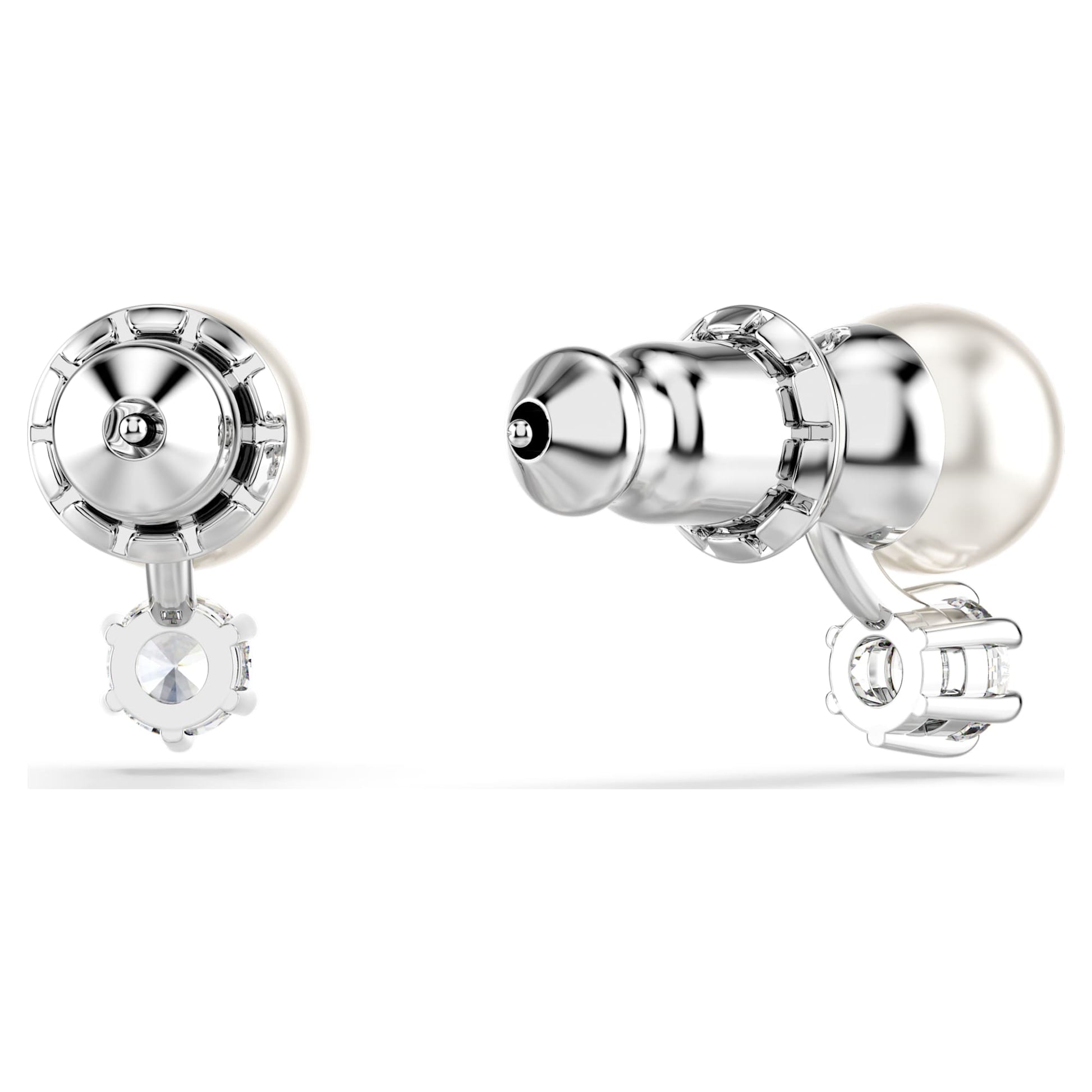 Swarovski Matrix stud earrings Crystal pearl, Round cut, White, Rhodium plated  5694225