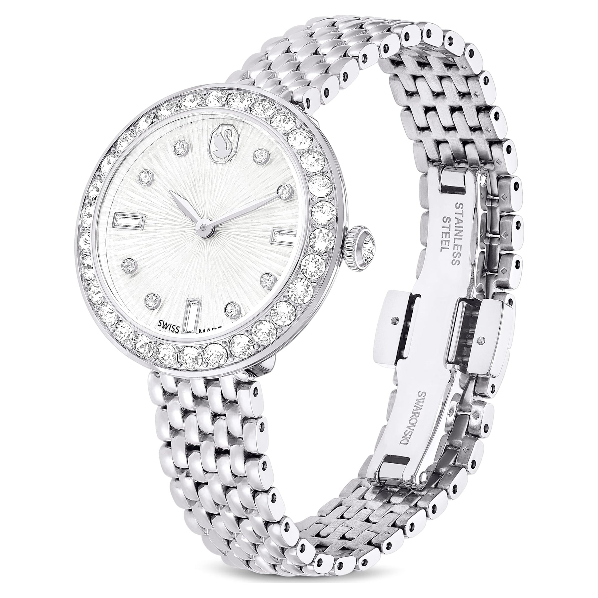 Swarovski Matrix tennis 7-link watch Swiss Made, Metal bracelet, Silver tone, Stainless steel 5673022