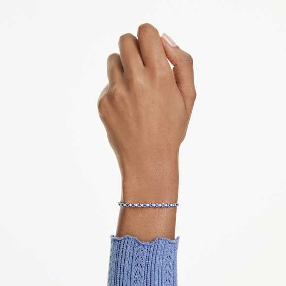 Swarovski Matrix Tennis bracelet Mixed round cuts, Blue, Rhodium plated 5725854