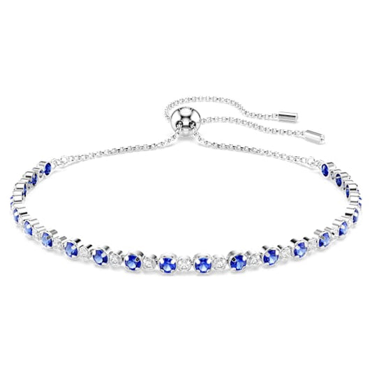 Swarovski Matrix Tennis bracelet Mixed round cuts, Blue, Rhodium plated 5725854
