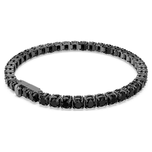 Swarovski Matrix Tennis bracelet Round cut, Black, Ruthenium plated 5696030