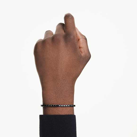 Swarovski Matrix Tennis bracelet Round cut, Black, Ruthenium plated 5696030