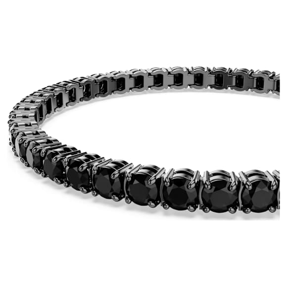 Swarovski Matrix Tennis bracelet Round cut, Black, Ruthenium plated 5696030