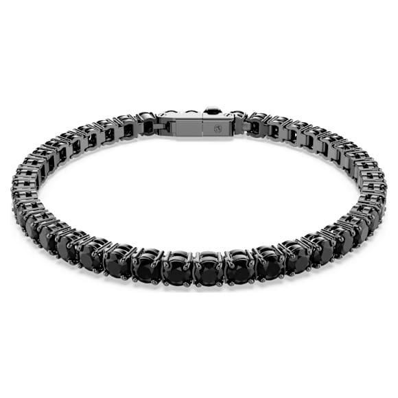 Swarovski Matrix Tennis bracelet Round cut, Black, Ruthenium plated 5696030