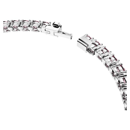 Swarovski Matrix Tennis bracelet Round cut, Pink, Rhodium plated 5648932