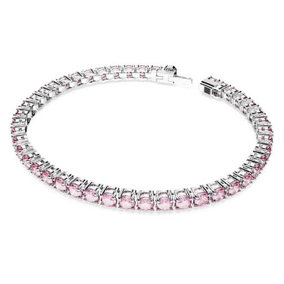 Swarovski Matrix Tennis bracelet Round cut, Pink, Rhodium plated 5648932