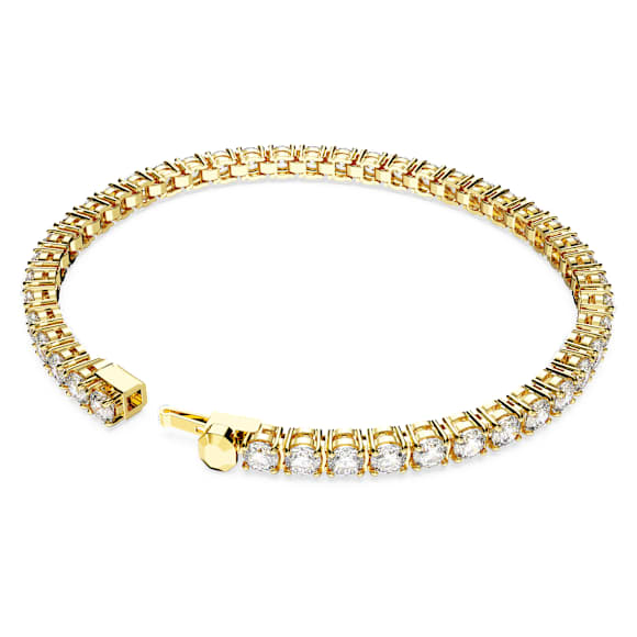 Swarovski Matrix Tennis bracelet Round cut, White, Gold-tone plated 5657662