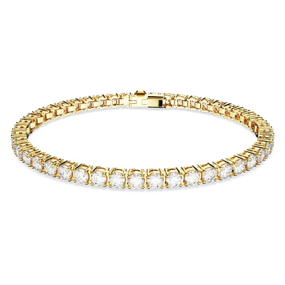 Swarovski Matrix Tennis bracelet Round cut, White, Gold-tone plated 5657662