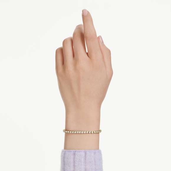 Swarovski Matrix Tennis bracelet Round cut, White, Gold-tone plated 5657662