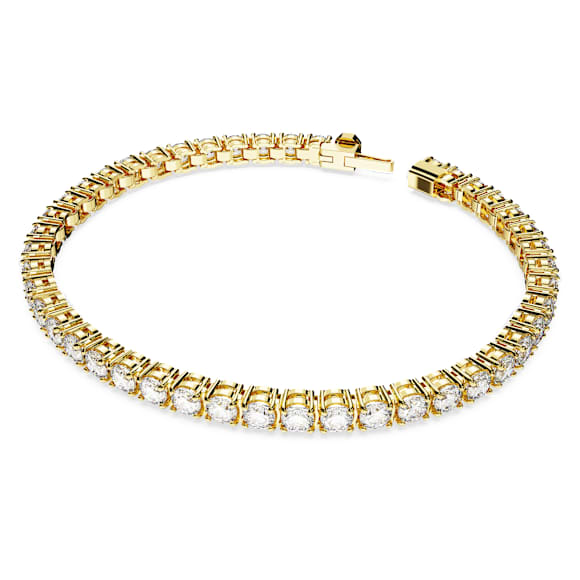 Swarovski Matrix Tennis bracelet Round cut, White, Gold-tone plated 5657662