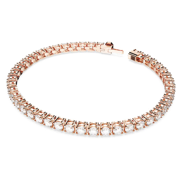 Swarovski Matrix Tennis bracelet Round cut, White, Rose gold-tone plated 5657659