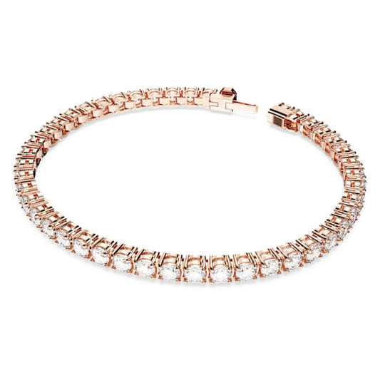 Swarovski Matrix Tennis bracelet Round cut, White, Rose gold-tone plated 5657659