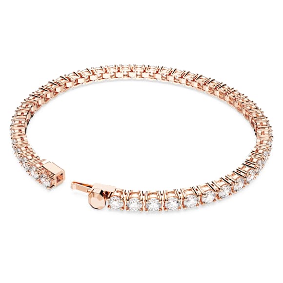 Swarovski Matrix Tennis bracelet Round cut, White, Rose gold-tone plated 5657659